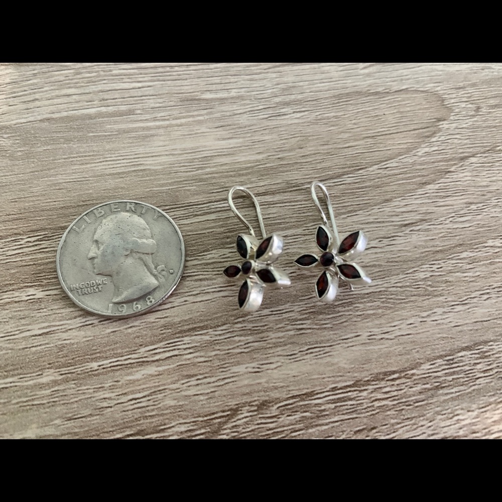 Ruby And Sterling Silver Earrings - Flower - image 3